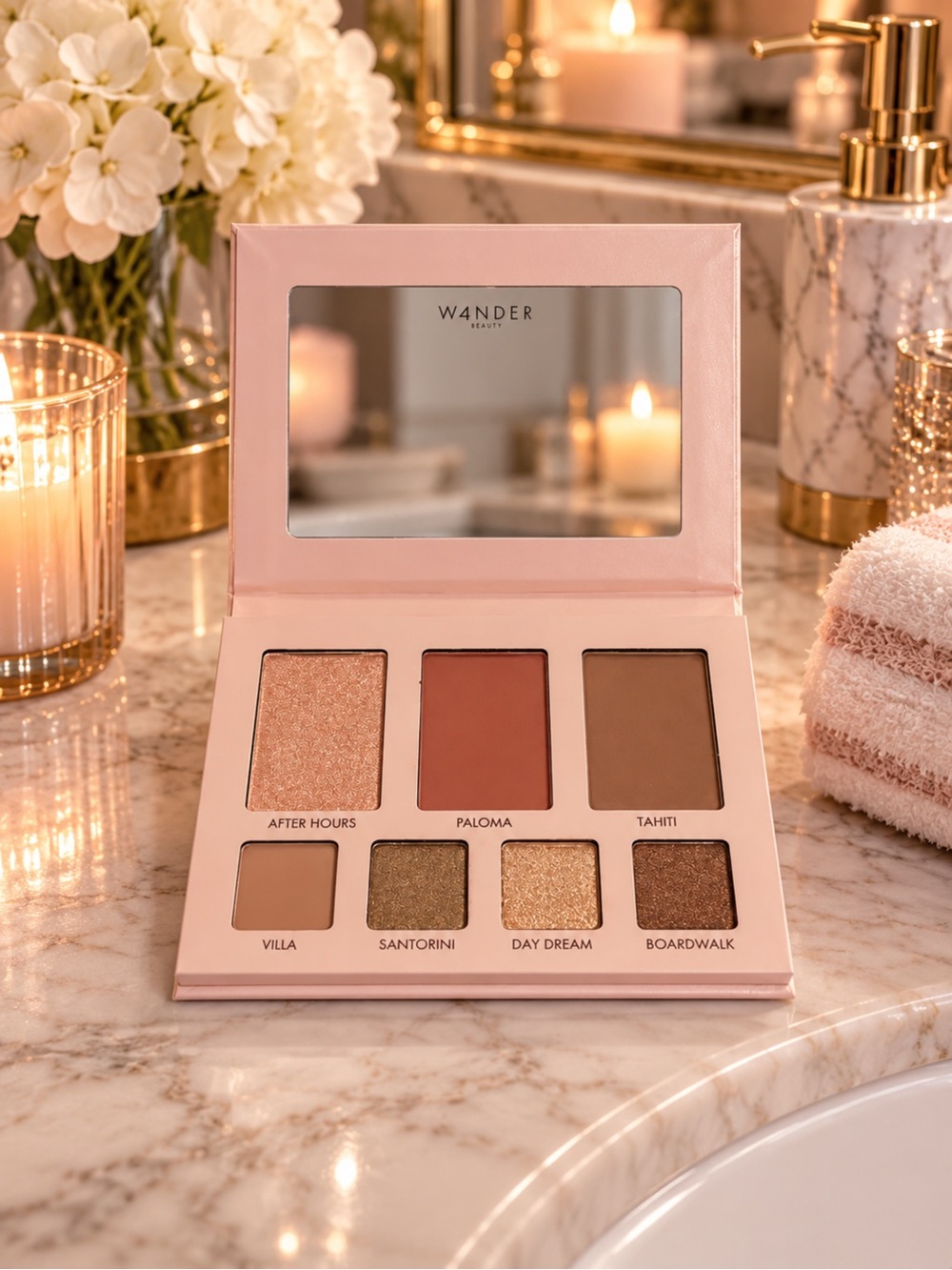Wander Beauty Pink & Neutral Eyeshadow Palette with Shimmer and Matte Shades